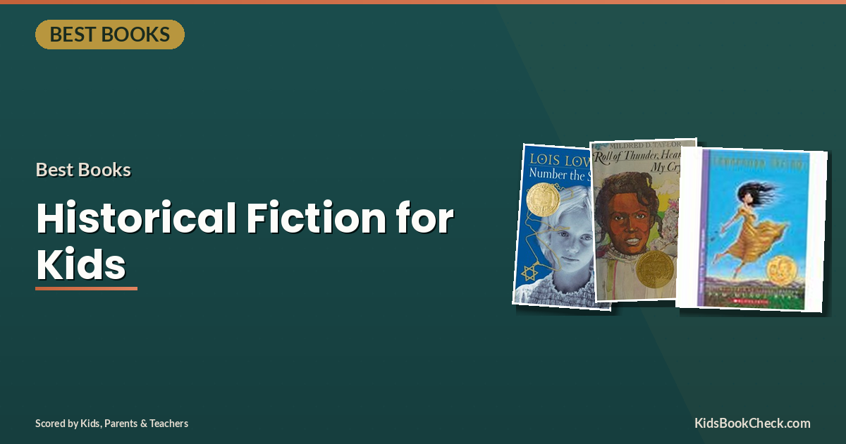 Stack of colorful historical fiction books for children with dates and time periods on the spine